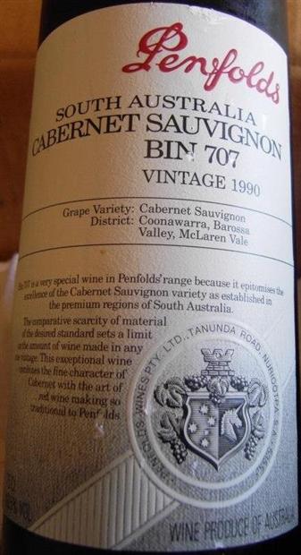 1990 Penfolds Bin 707 Cabernet Sauvignon, South Australia