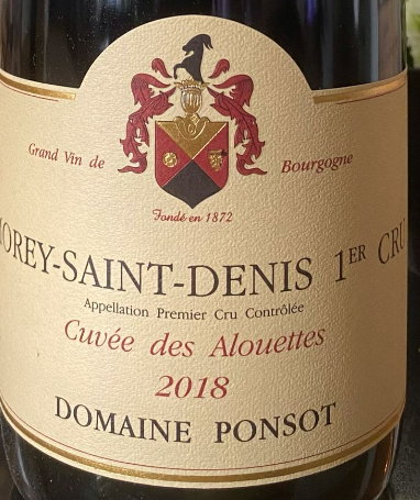 2018 Domaine Ponsot Morey-Saint-Denis Premier Cru Cuvee des Alouettes, Cote de Nuits, France