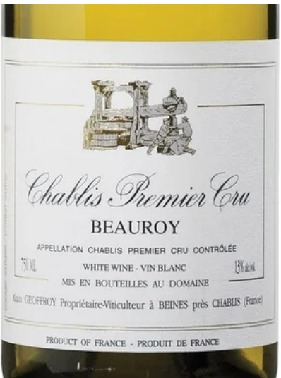 2021 Domaine Alain Geoffroy Beauroy Vieilles Vignes, Chablis Premier Cru, France