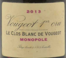 2013 Domaine de la Vougeraie Le Clos Blanc de Vougeot Monopole, Vougeot Premier Cru, France