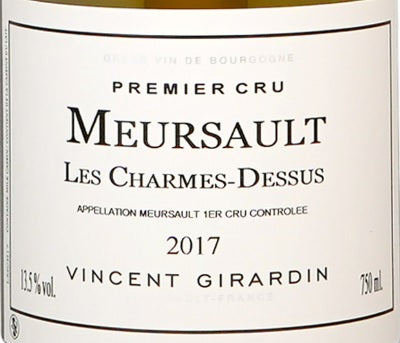 2017 Vincent Girardin Les Charmes-Dessus, Meursault Premier Cru, France